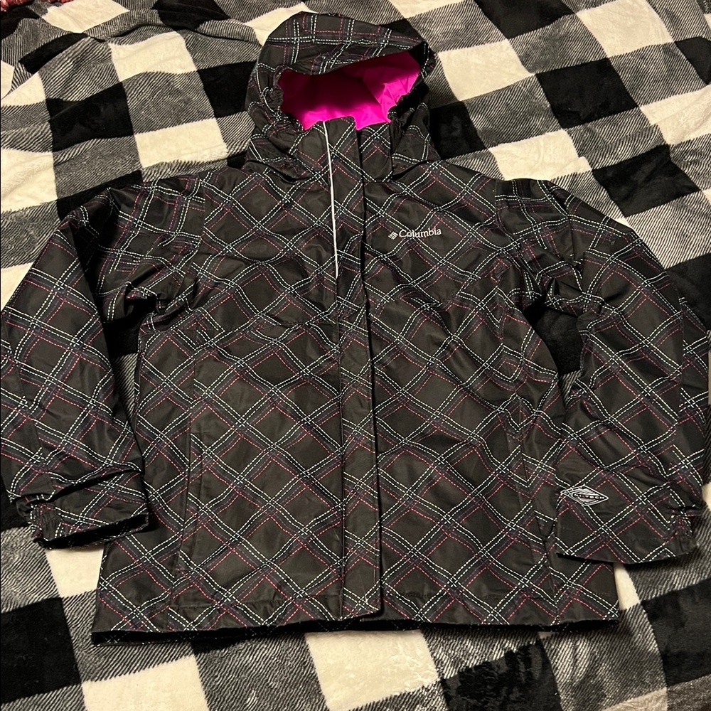 Columbia interchange Black Checkered Jacket size large (14/16)